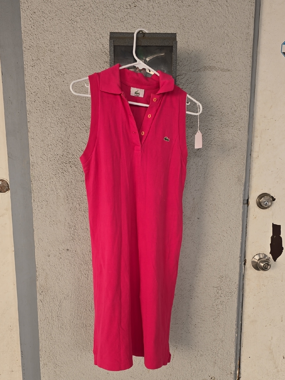 Lacoste Sleeveless Polo Dress in Fuchsia Pink